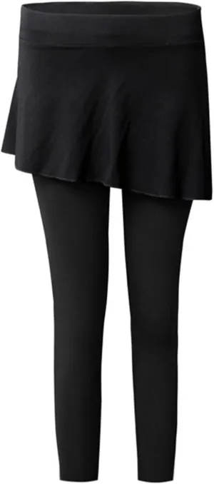 2 in 1 Womens Leggings with Skirt High Waisted Tennis Athletic Flowy Skirted Legging Active Sport Golf Tennis Skirt