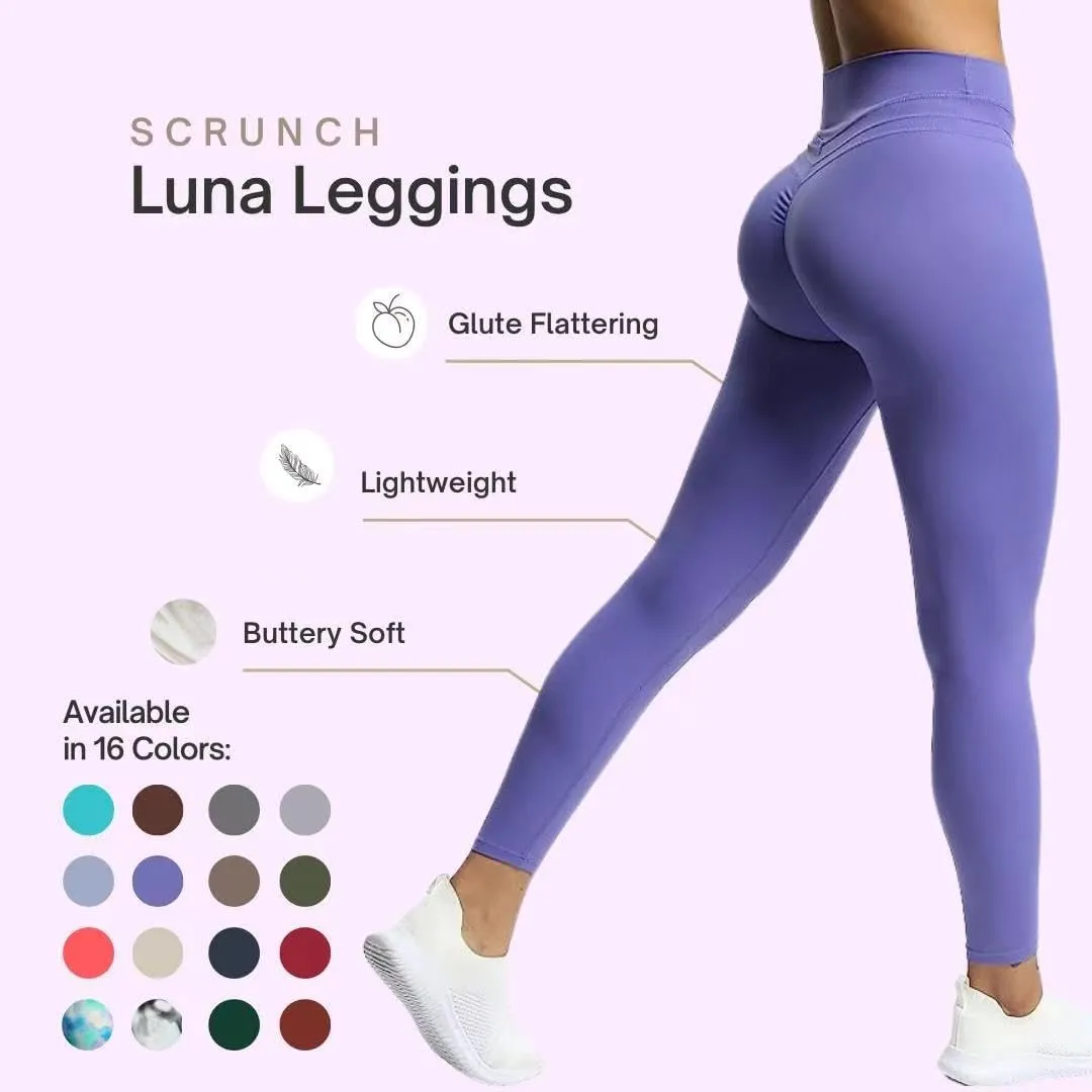Aoxjox High Waisted Workout Leggings for Women Scrunch Tummy Control Luna Buttery Soft Yoga Pants 26"