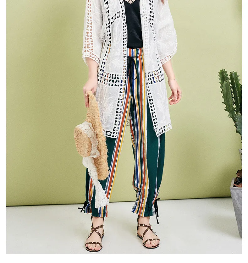 ARTKA MULTI STRIPE PLEATED HAREM TROUSERS
