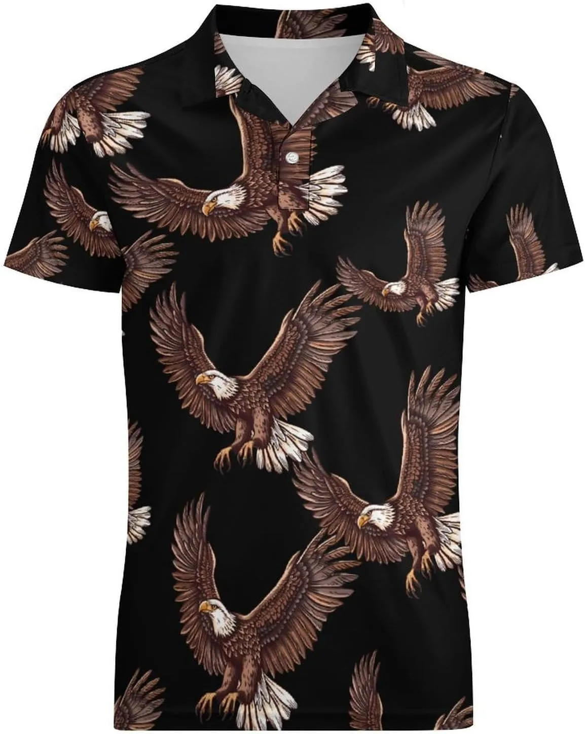 Bald Eagle Classic Polo Shirts for Men Quick Dry Short Sleeve Fit Golf Tees Casual Tops