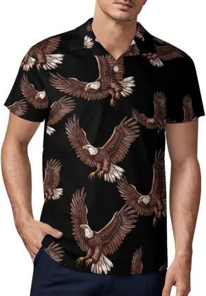 Bald Eagle Classic Polo Shirts for Men Quick Dry Short Sleeve Fit Golf Tees Casual Tops