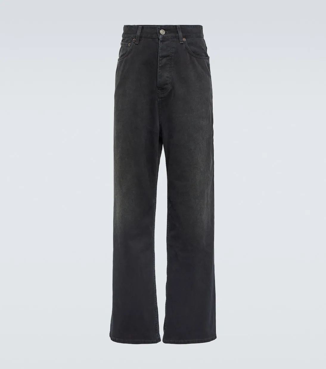 Balenciaga Mid Rise Cotton Wide Leg Pants, Black