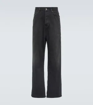 Balenciaga Mid Rise Cotton Wide Leg Pants, Black