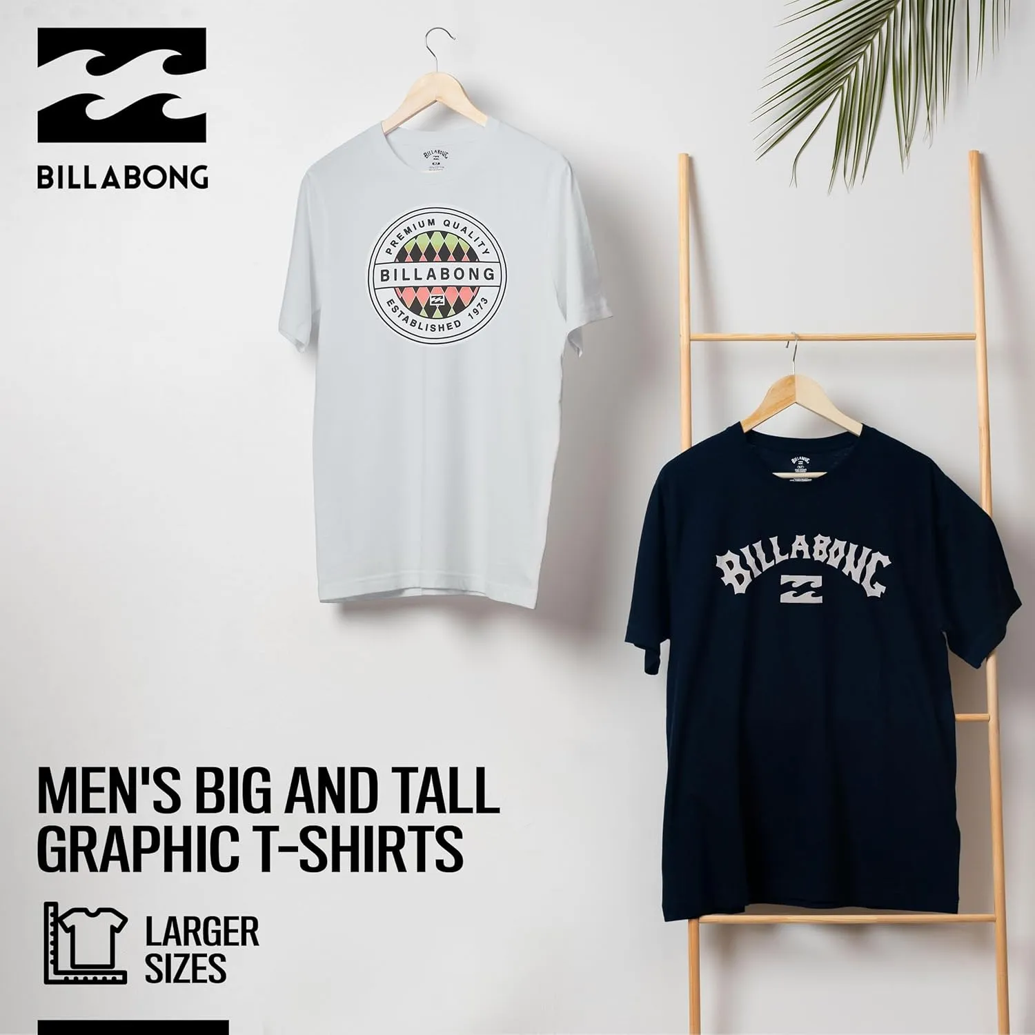 Billabong Big and Tall T-Shirts for Men  2 Pack Cotton Mens Beach Summer Tees