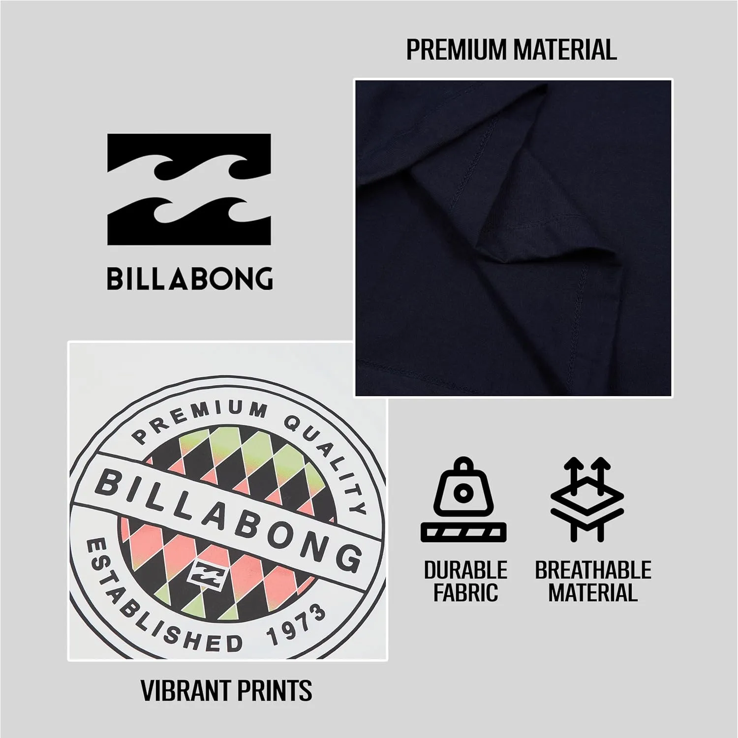 Billabong Big and Tall T-Shirts for Men  2 Pack Cotton Mens Beach Summer Tees