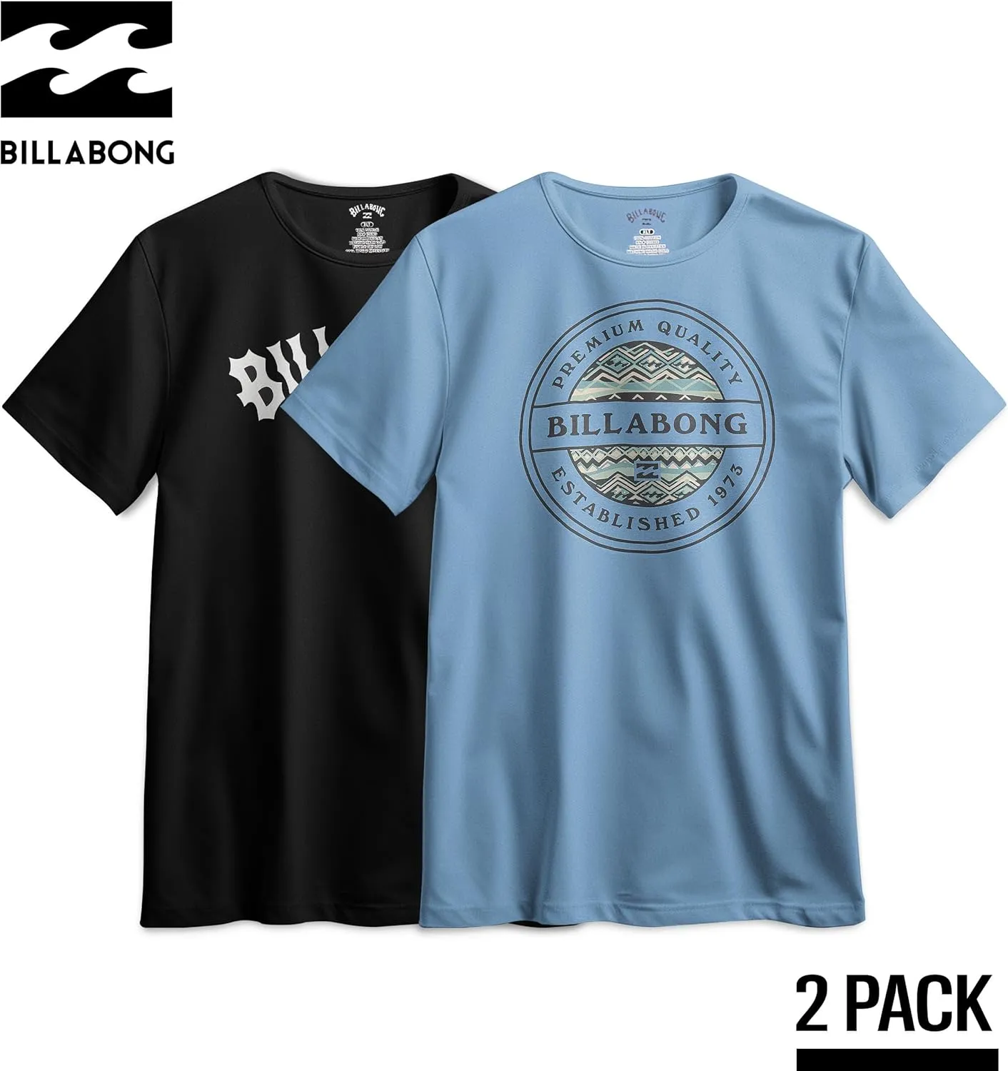Billabong Big and Tall T-Shirts for Men  2 Pack Cotton Mens Beach Summer Tees