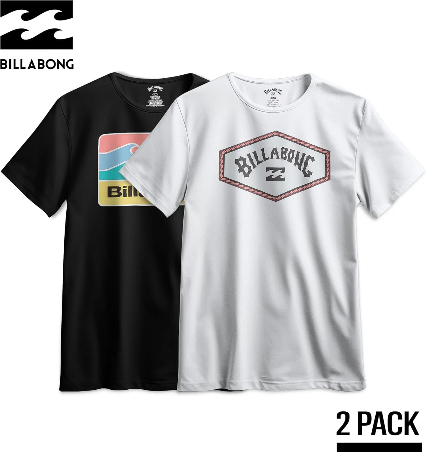 Billabong Big and Tall T-Shirts for Men  2 Pack Cotton Mens Beach Summer Tees