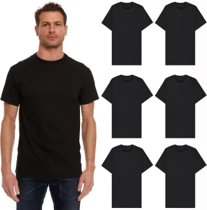BILLIONHATS 6 Packs of Bulk Men's T-Shirts Eversoft Cotton Regular Fit Short Sleeve Crew Neck Lightweight T-Shirt Tees