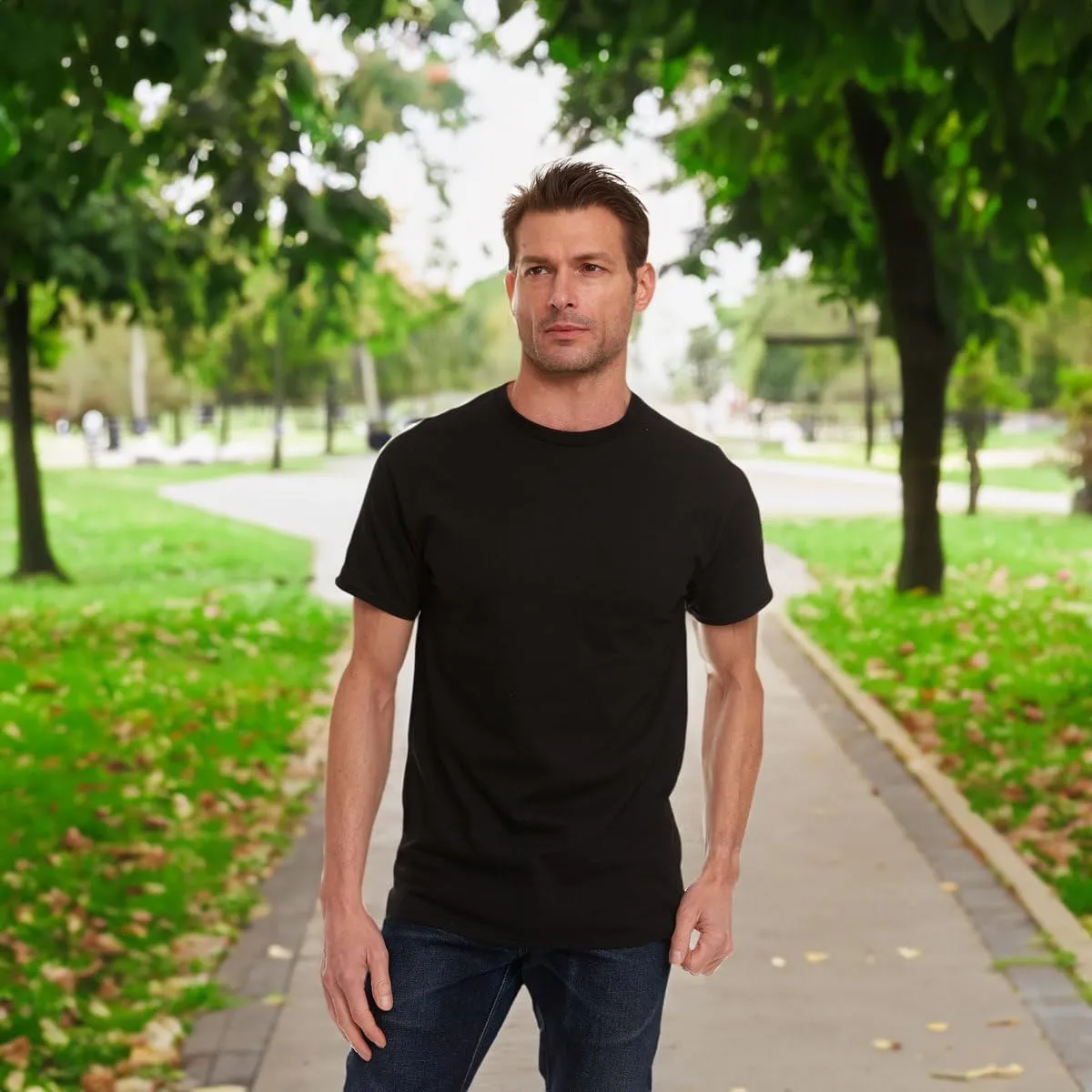 BILLIONHATS 6 Packs of Bulk Men's T-Shirts Eversoft Cotton Regular Fit Short Sleeve Crew Neck Lightweight T-Shirt Tees