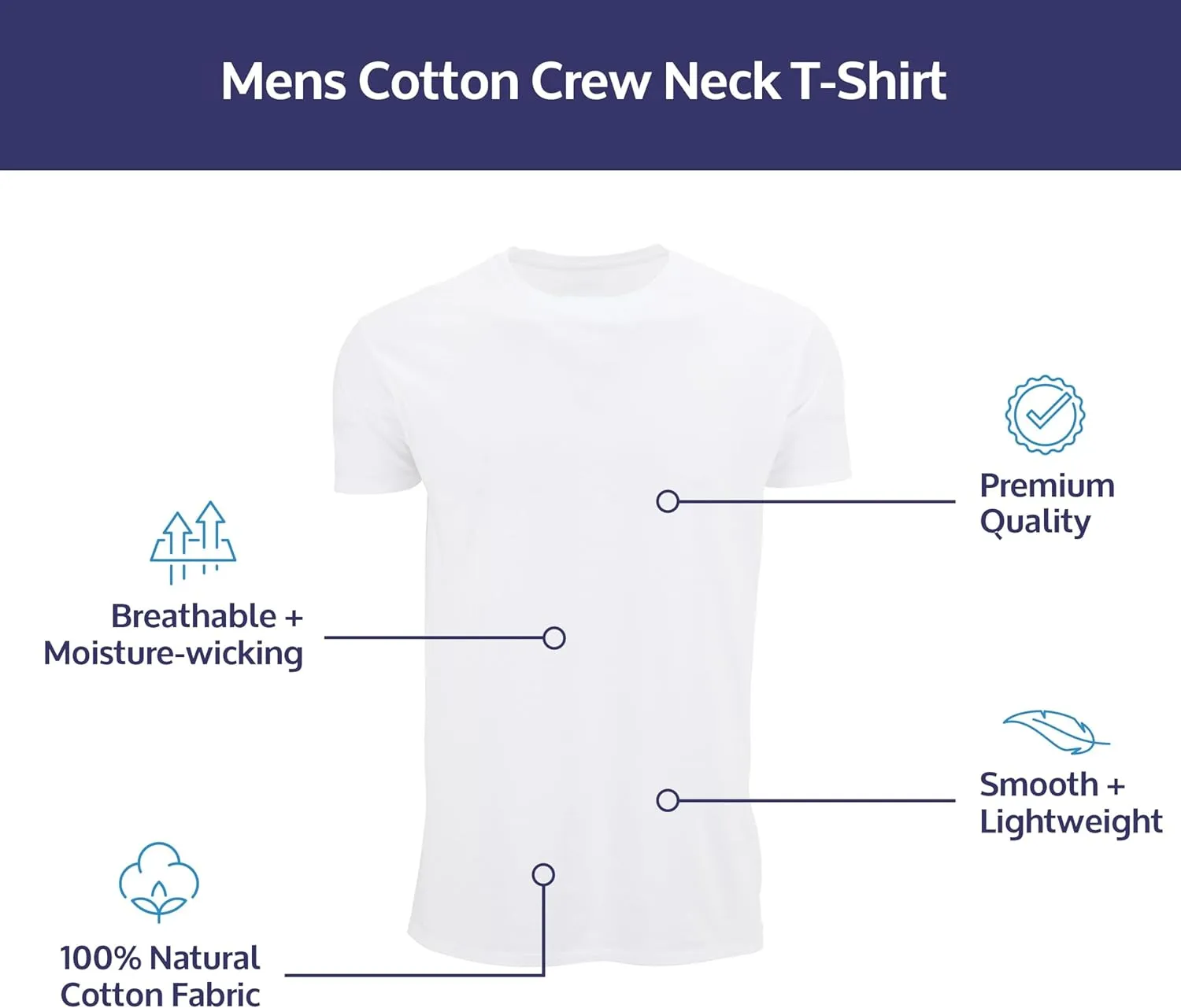 BILLIONHATS 6 Packs of Bulk Men's T-Shirts Eversoft Cotton Regular Fit Short Sleeve Crew Neck Lightweight T-Shirt Tees