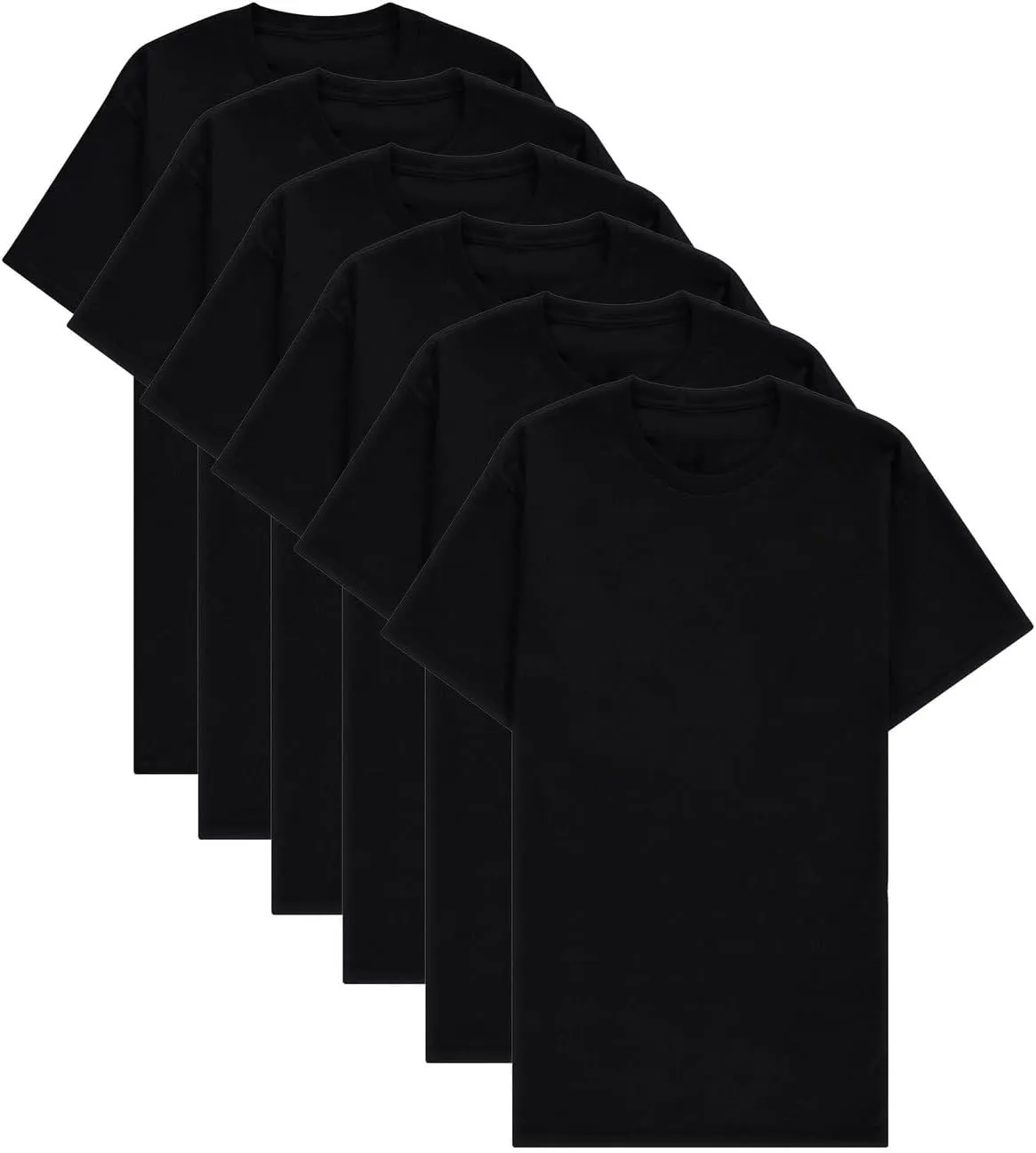 BILLIONHATS 6 Packs of Bulk Men's T-Shirts Eversoft Cotton Regular Fit Short Sleeve Crew Neck Lightweight T-Shirt Tees