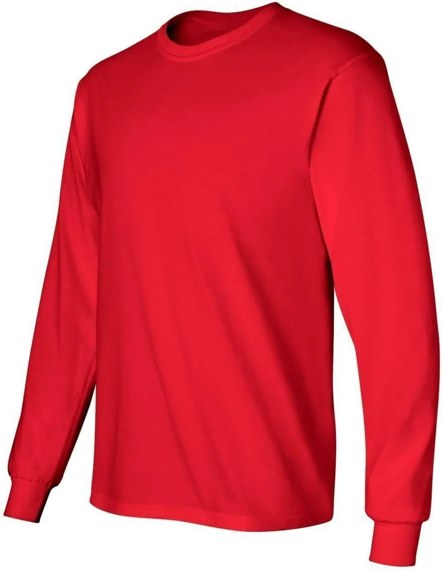 BILLIONHATS Mens Long Sleeve Colorful T-Shirts, 100% Cotton - Crew Neck Bulk Tees for Men, Wholesale Sleeved Tshirt Packs