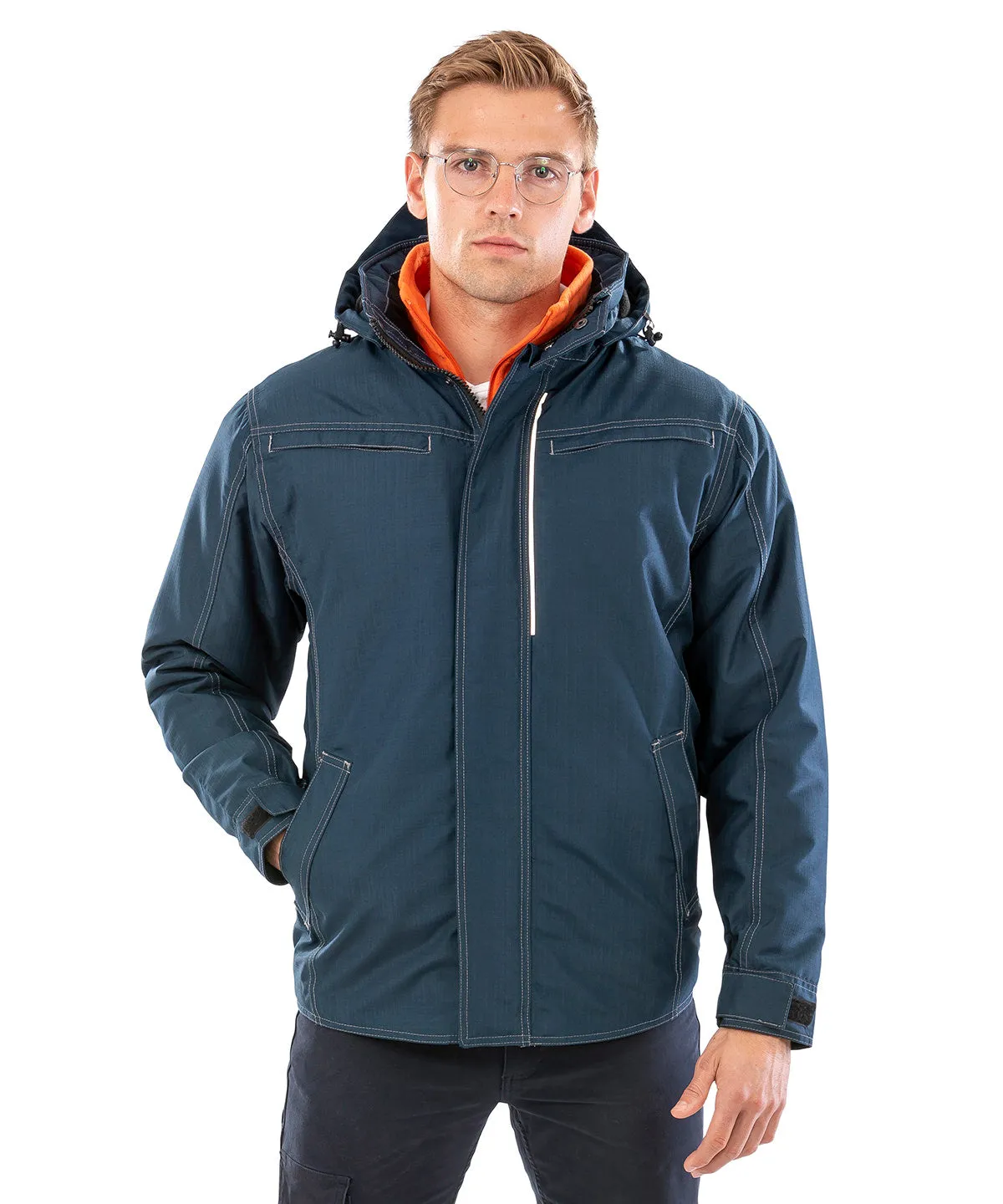 Black - Denim texture rugged jacket