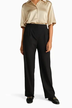 Black Suiting Pleated Trousers