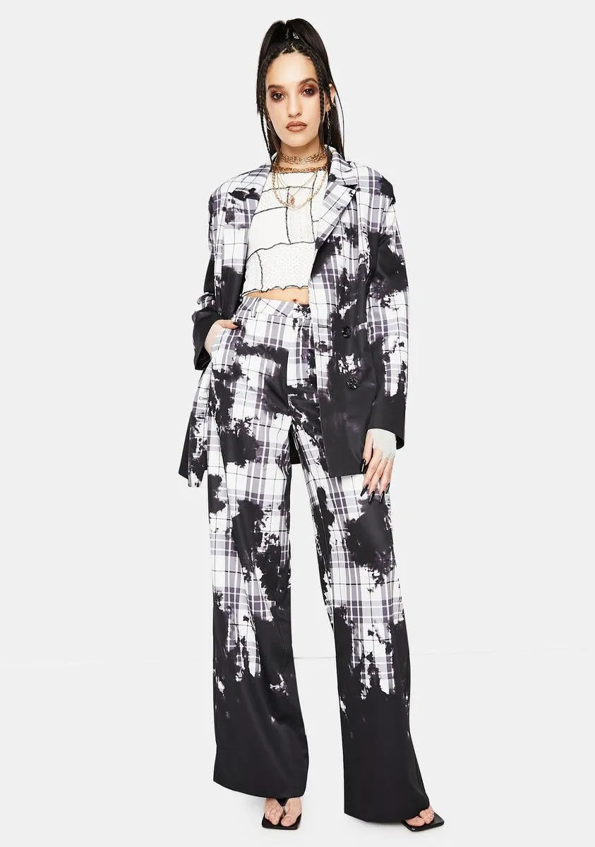 Bleach Check Relaxed Wide Leg Trousers