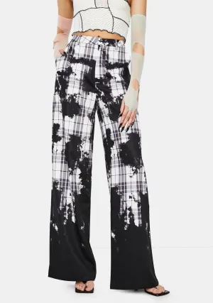Bleach Check Relaxed Wide Leg Trousers