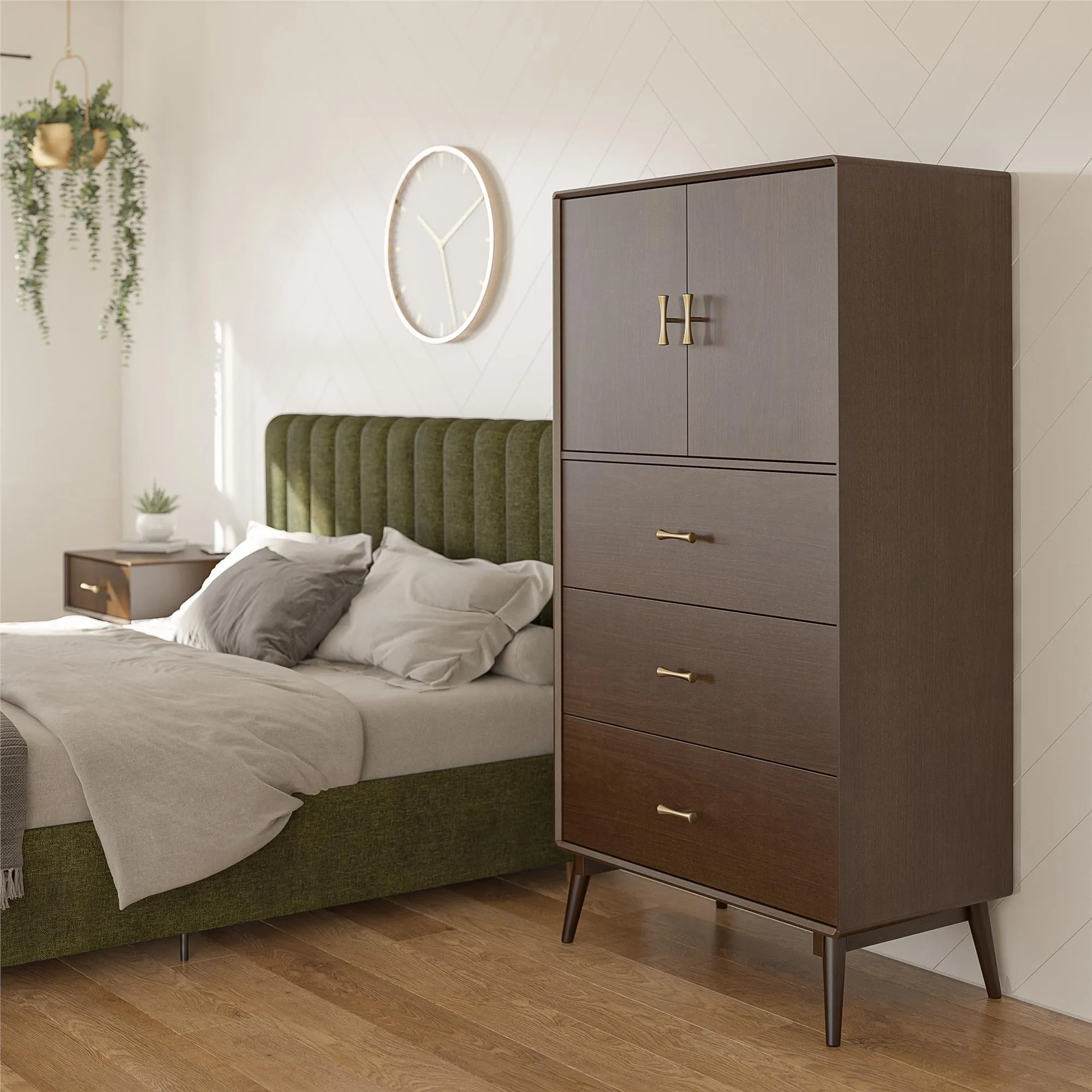 Brittany Tall 3 Drawer Dresser, Walnut