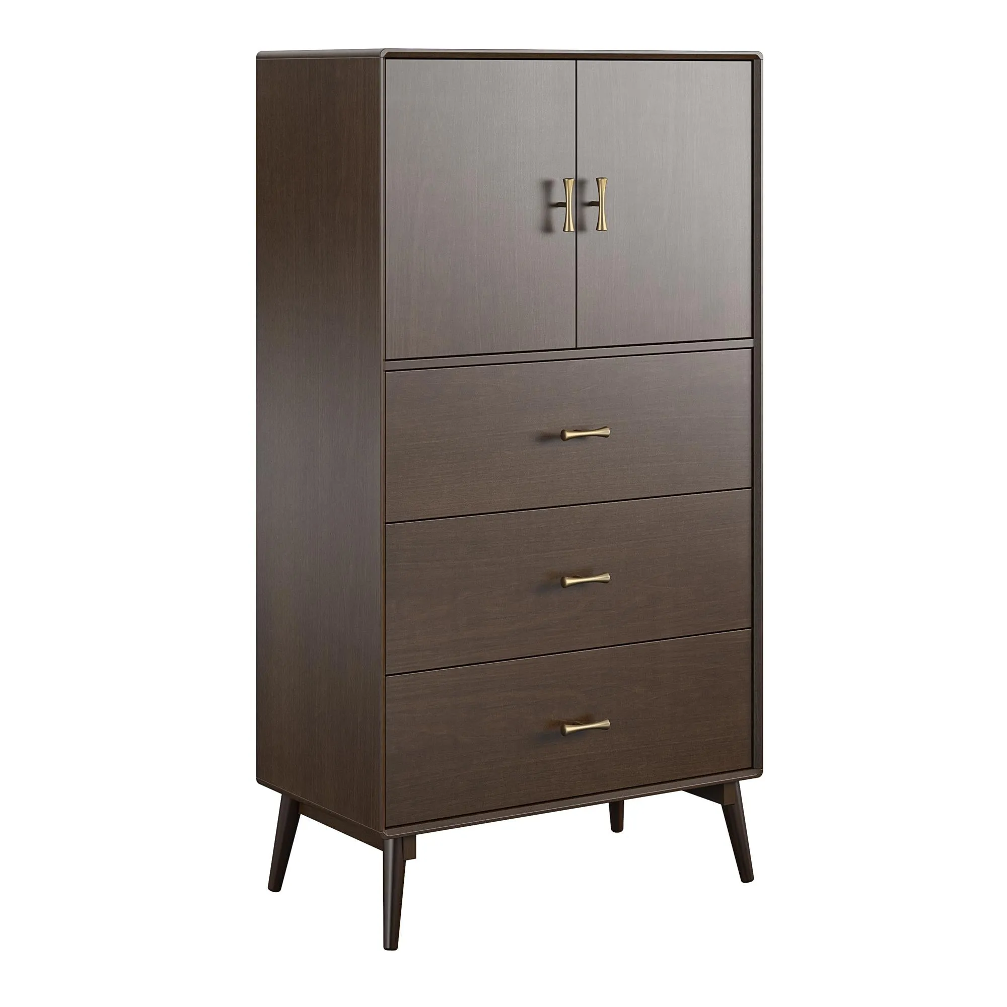 Brittany Tall 3 Drawer Dresser, Walnut