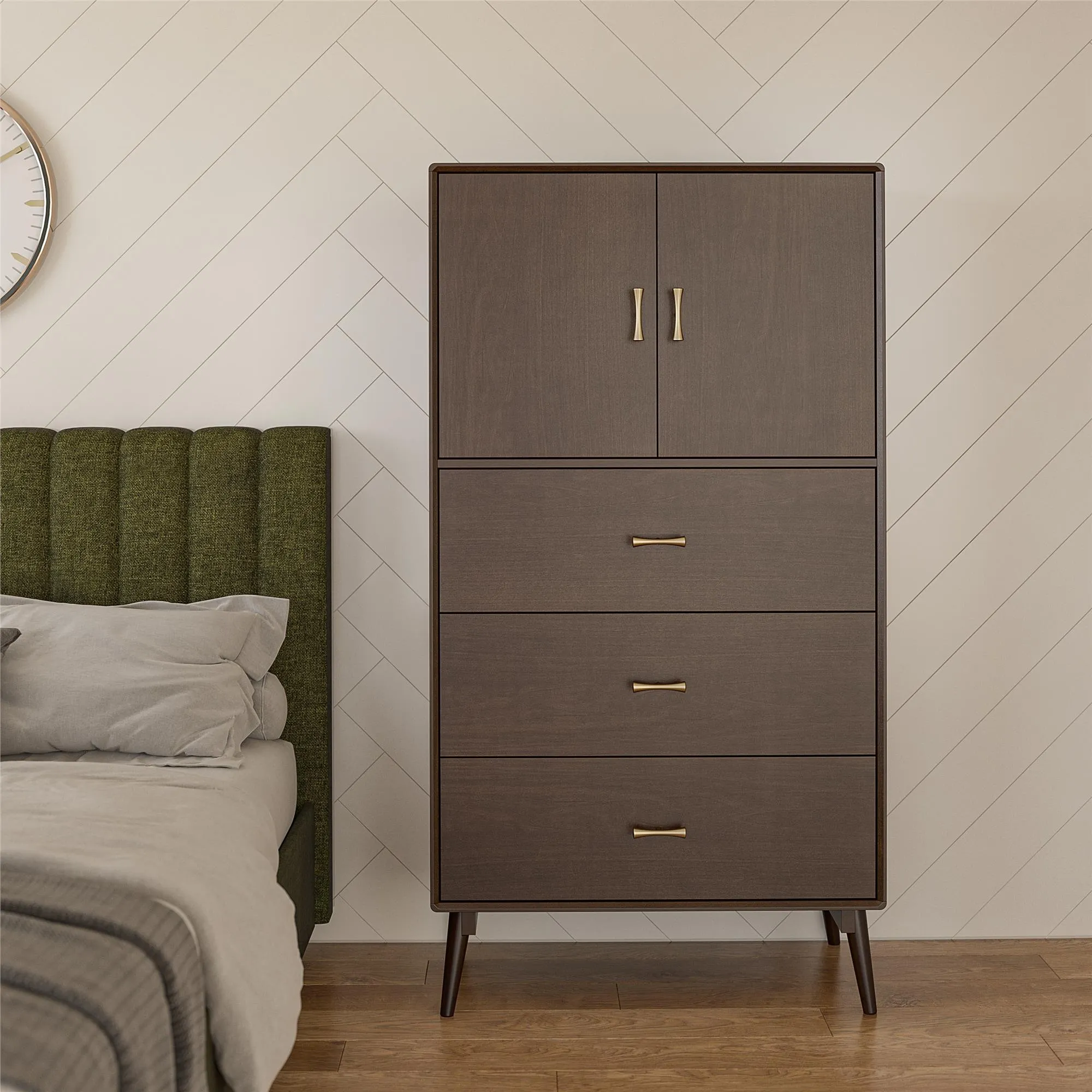 Brittany Tall 3 Drawer Dresser, Walnut