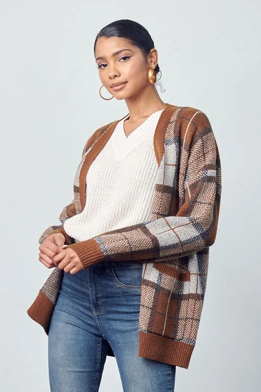 Camel Plaid Cardigan
