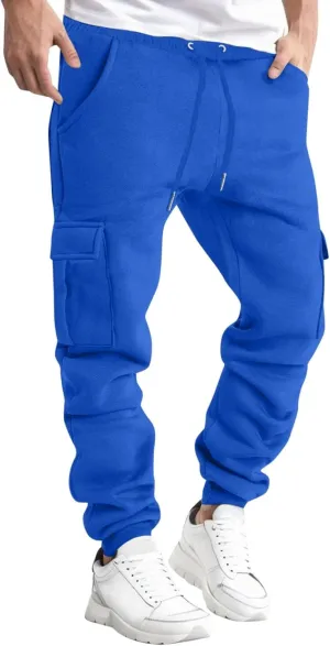 Cargo Sweatpants for Men Loose Fit Mens Athletic Pants with Zipper Pockets Men's Long Exercise Pants Compression Capris Men