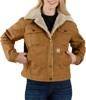 Carhartt Women's Rugged Flex Loose Fit Canvas Sherpa-Lined Jacket