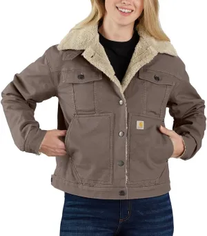 Carhartt Women's Rugged Flex Loose Fit Canvas Sherpa-Lined Jacket