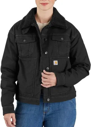 Carhartt Women's Rugged Flex Loose Fit Canvas Sherpa-Lined Jacket