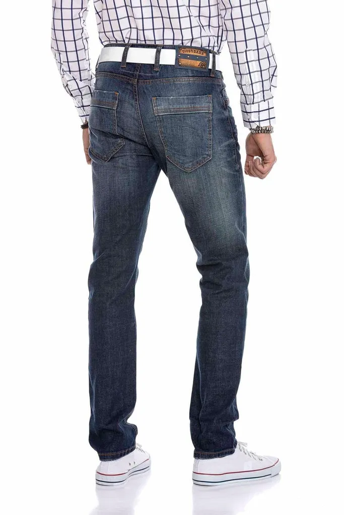 CD186A Relaxed Cut Jean Trousers with Nested Pockets