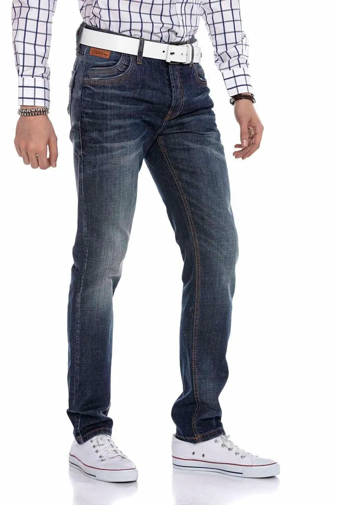 CD186A Relaxed Cut Jean Trousers with Nested Pockets