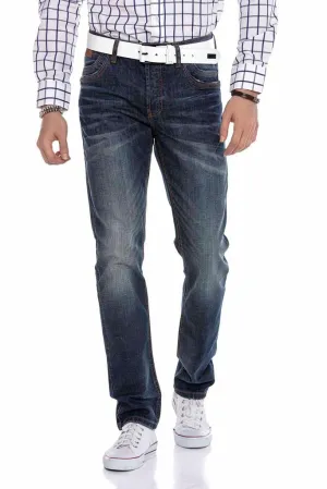 CD186A Relaxed Cut Jean Trousers with Nested Pockets