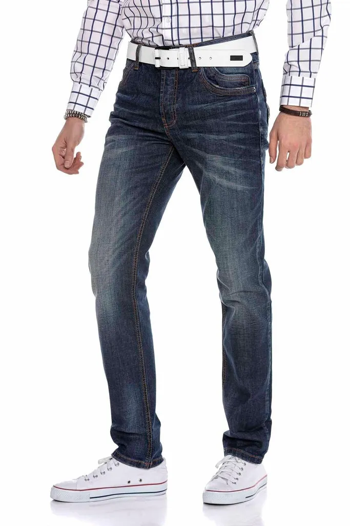 CD186A Relaxed Cut Jean Trousers with Nested Pockets