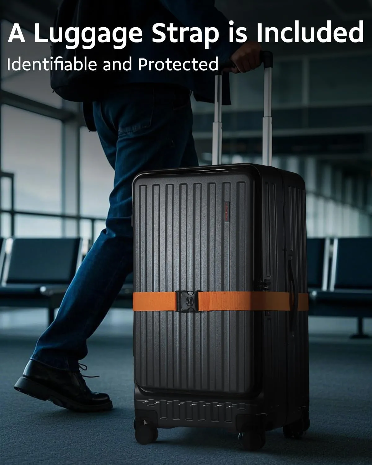 Checked Luggage, Large Suitcase 29 Inch Trunk Luggage with Spinner Wheels, Lightweight ABS PC Hard Shell with Aluminum Frame, Top Opening, TSA Lock (Black, 1PC)