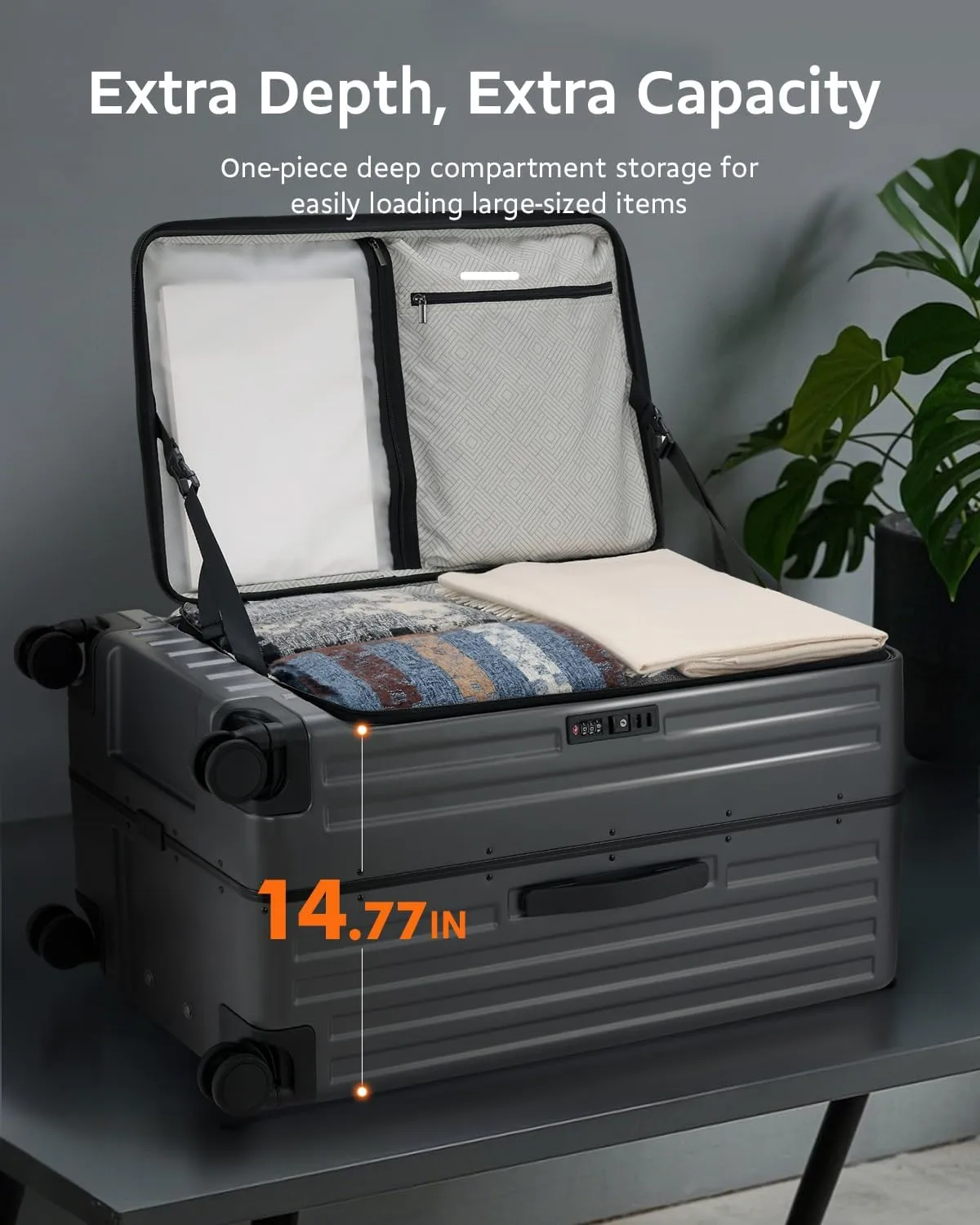 Checked Luggage, Large Suitcase 29 Inch Trunk Luggage with Spinner Wheels, Lightweight ABS PC Hard Shell with Aluminum Frame, Top Opening, TSA Lock (Black, 1PC)