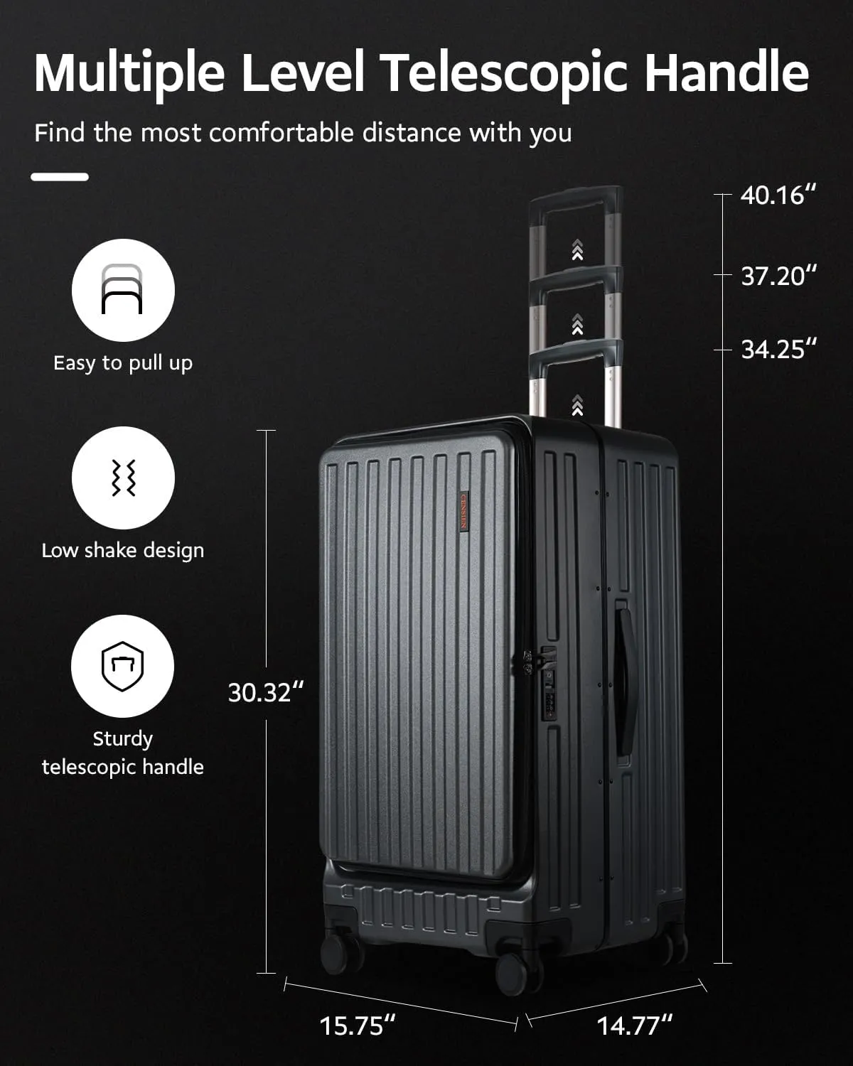 Checked Luggage, Large Suitcase 29 Inch Trunk Luggage with Spinner Wheels, Lightweight ABS PC Hard Shell with Aluminum Frame, Top Opening, TSA Lock (Black, 1PC)