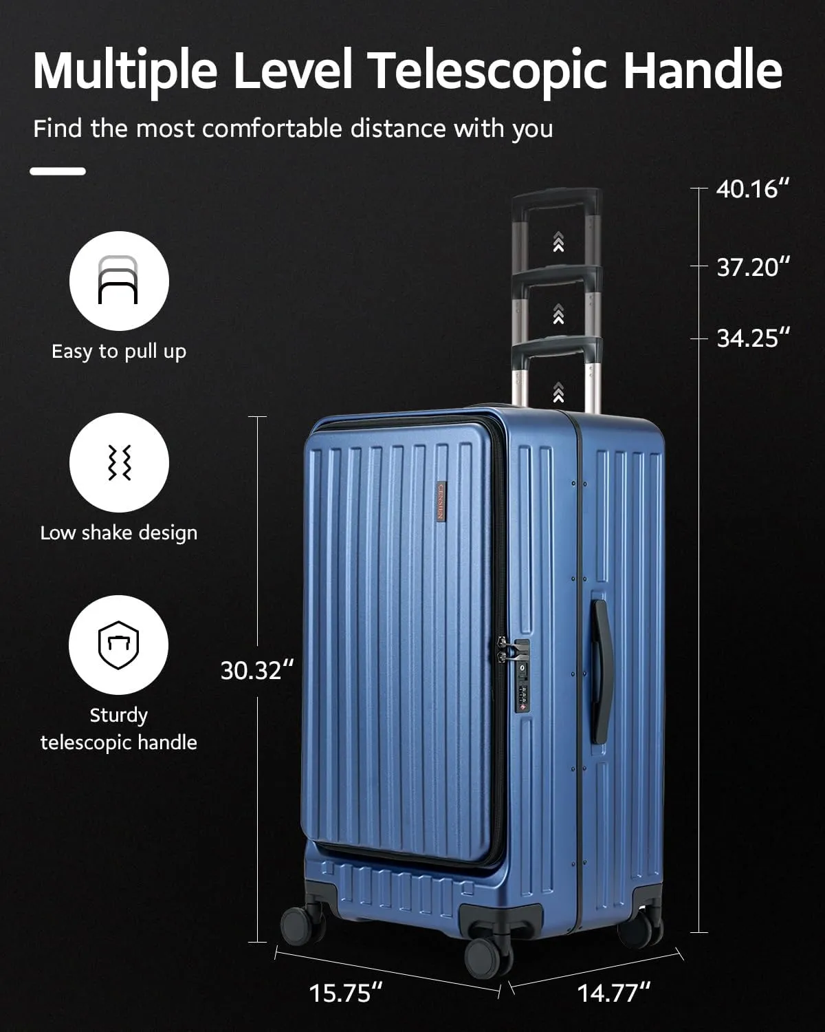 Checked Luggage, Large Suitcase 29 Inch Trunk Luggage with Spinner Wheels, Lightweight ABS PC Hard Shell with Aluminum Frame, Top Opening, TSA Lock (Blue, 1PC)