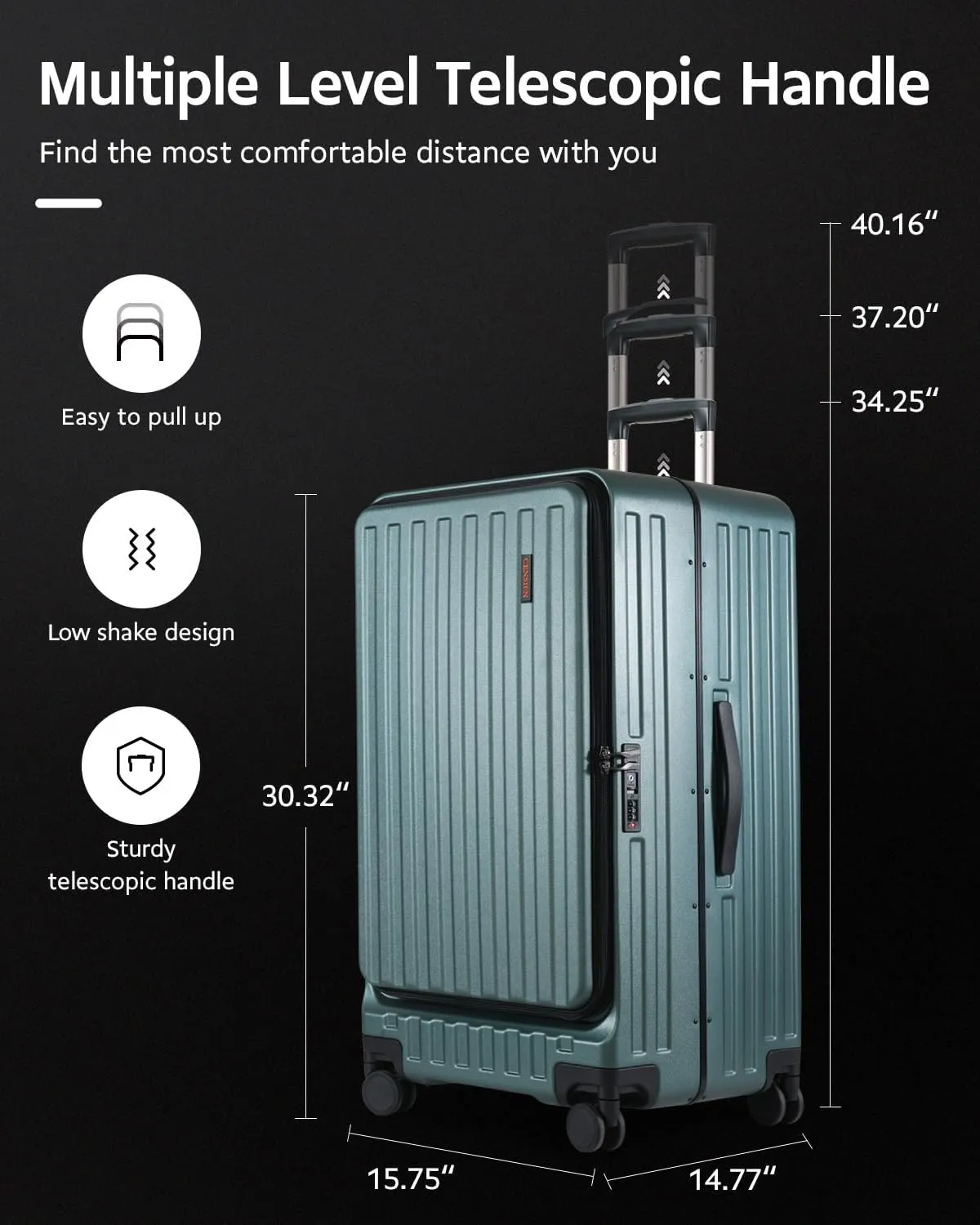 Checked Luggage, Large Suitcase 29 Inch Trunk Luggage with Spinner Wheels, Lightweight ABS PC Hard Shell with Aluminum Frame, Top Opening, TSA Lock (Green, 1PC)