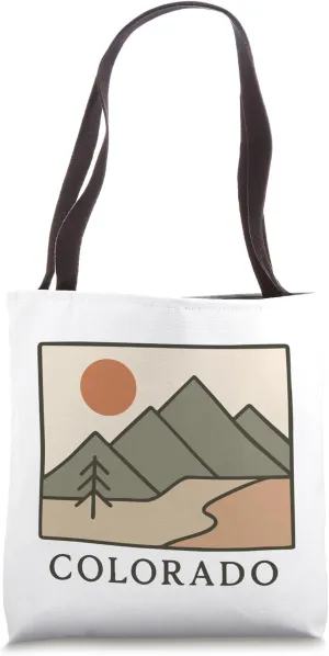 Colorado Minimalist Mountain Modern Retro Sunset Landscape Tote Bag