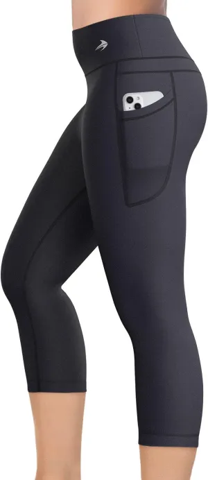 CompressionZ High Waisted Capri Leggings for Women Tummy Control - Workout Yoga Pants