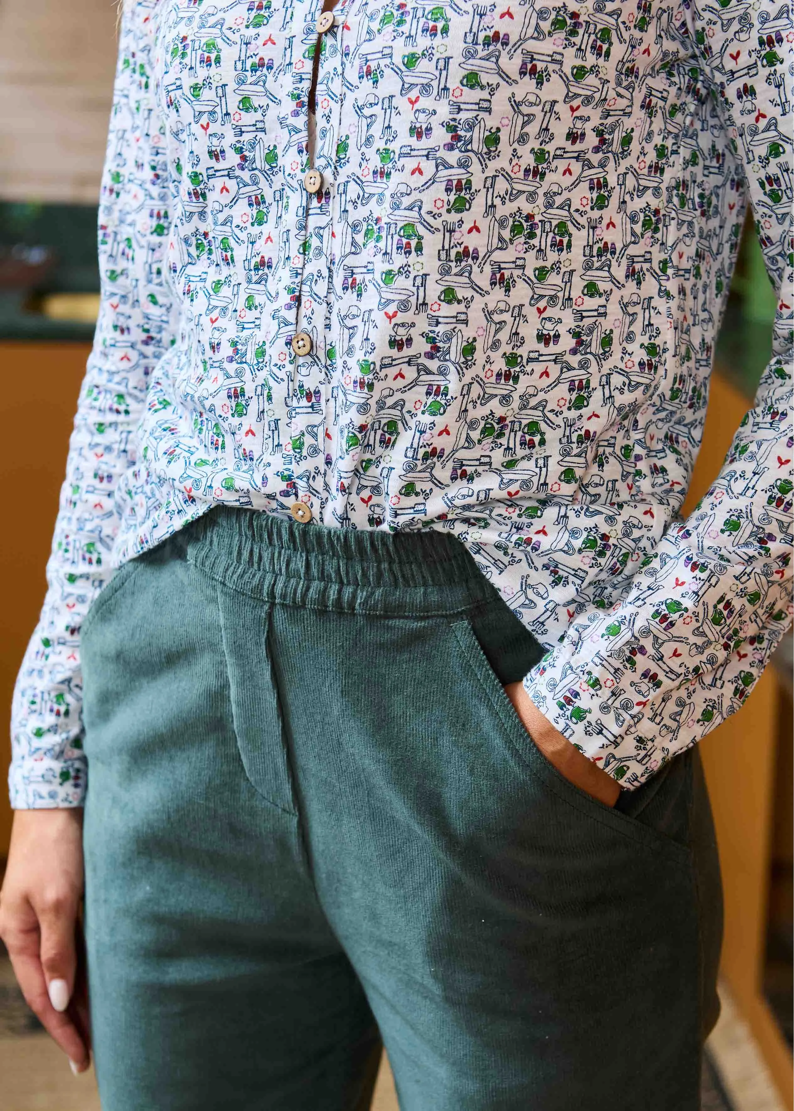 Cordelia Straight Relaxed Leg Corduroy Pull On Trousers