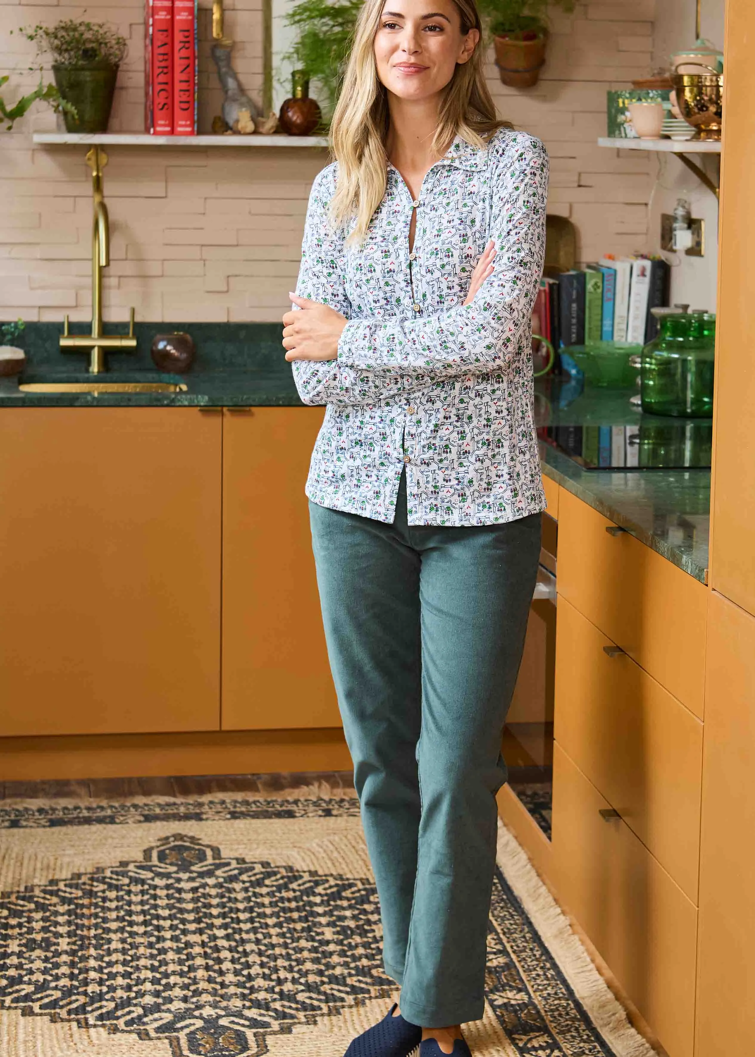 Cordelia Straight Relaxed Leg Corduroy Pull On Trousers