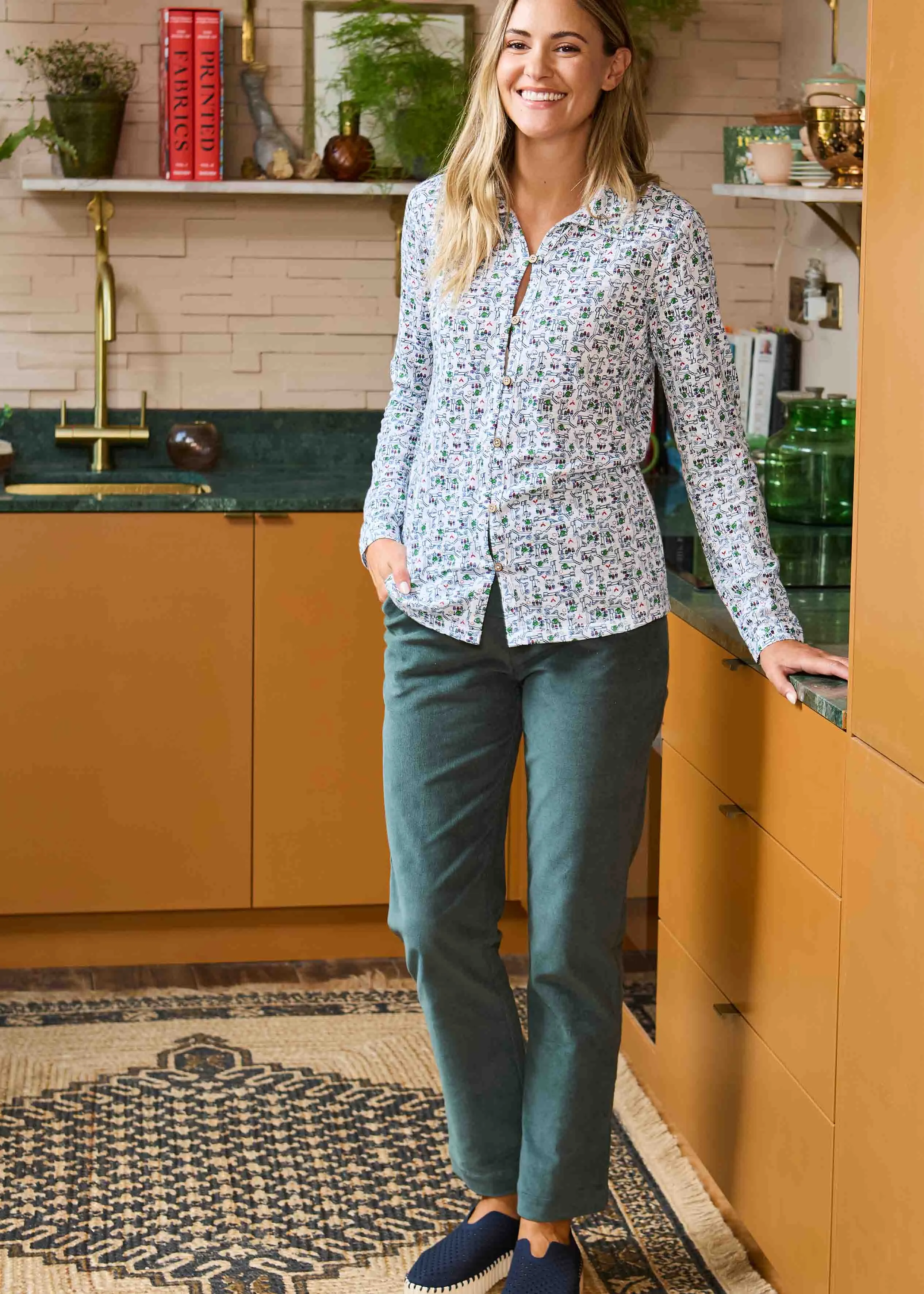 Cordelia Straight Relaxed Leg Corduroy Pull On Trousers