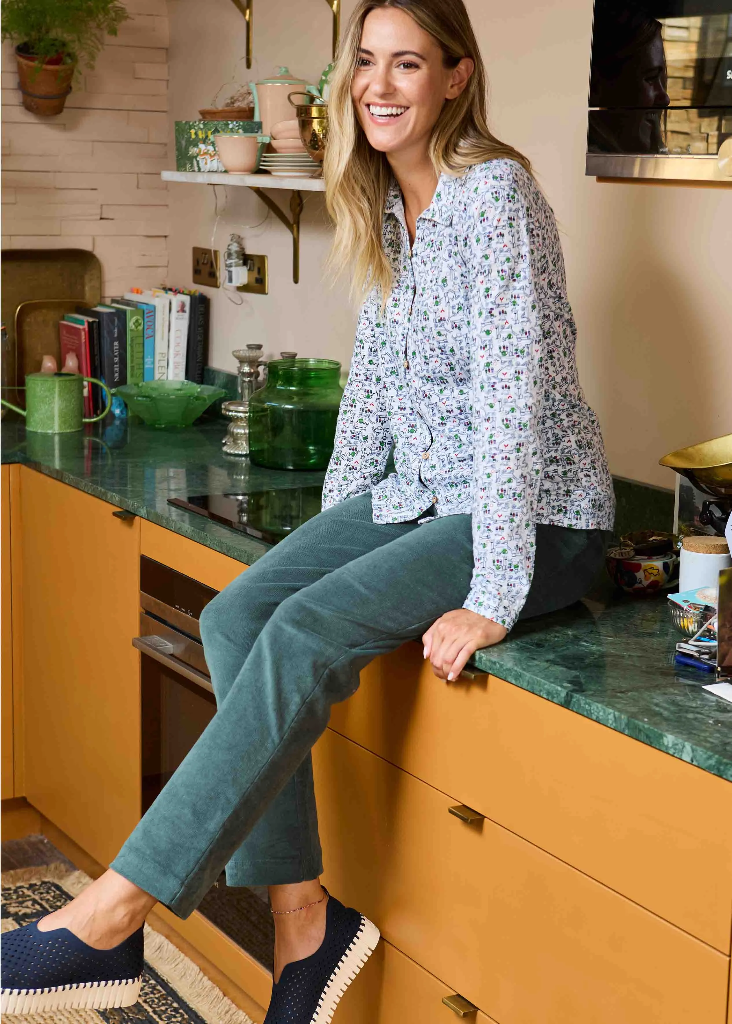 Cordelia Straight Relaxed Leg Corduroy Pull On Trousers