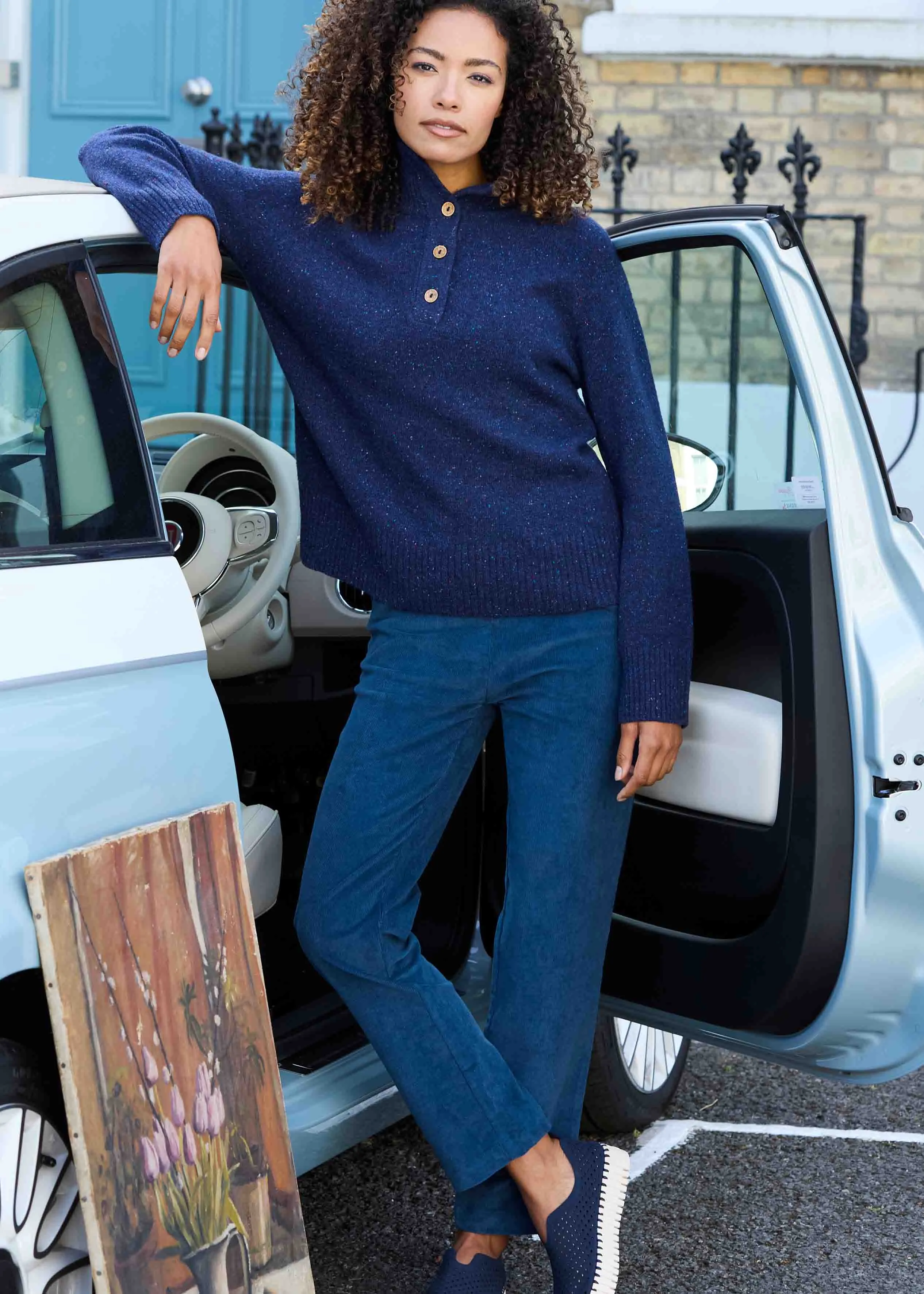 Cordelia Straight Relaxed Leg Corduroy Pull On Trousers