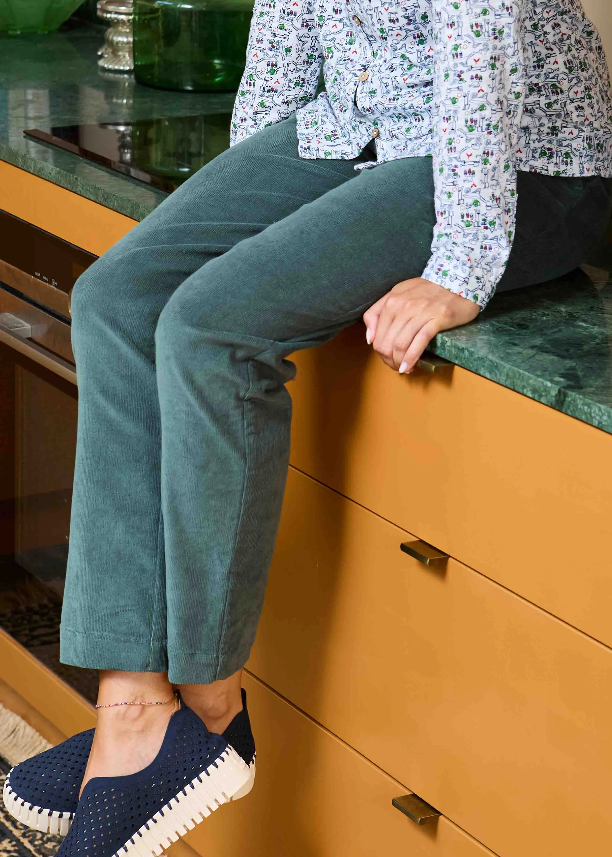 Cordelia Straight Relaxed Leg Corduroy Pull On Trousers