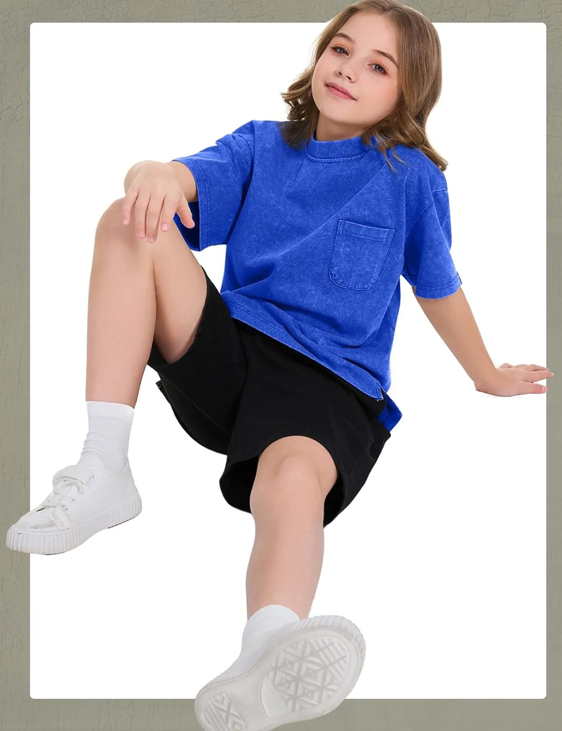 COZYPOIN 3 Pack Unisex Boys Girls T-Shirts Kids Short Sleeve Crewneck Acid Washed Tee Shirts Summer Tops 5-14Y