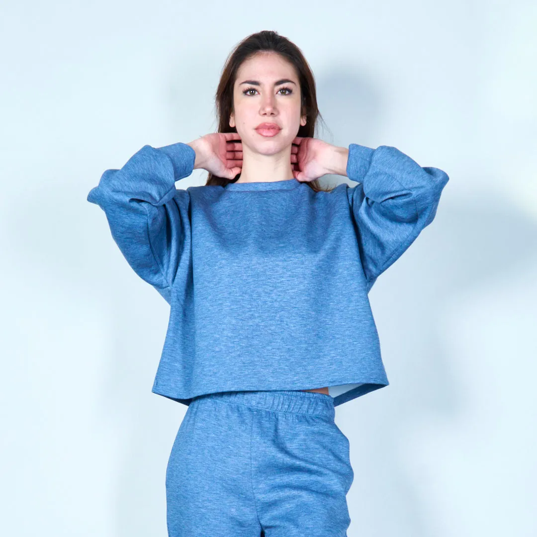 Cropped sweatshirt with ribbed cuffs wholesale