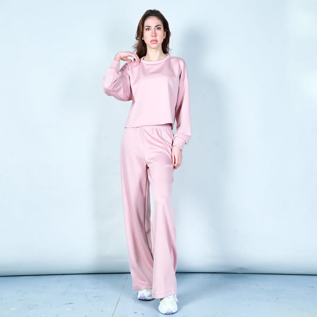 Cropped sweatshirt with ribbed cuffs wholesale