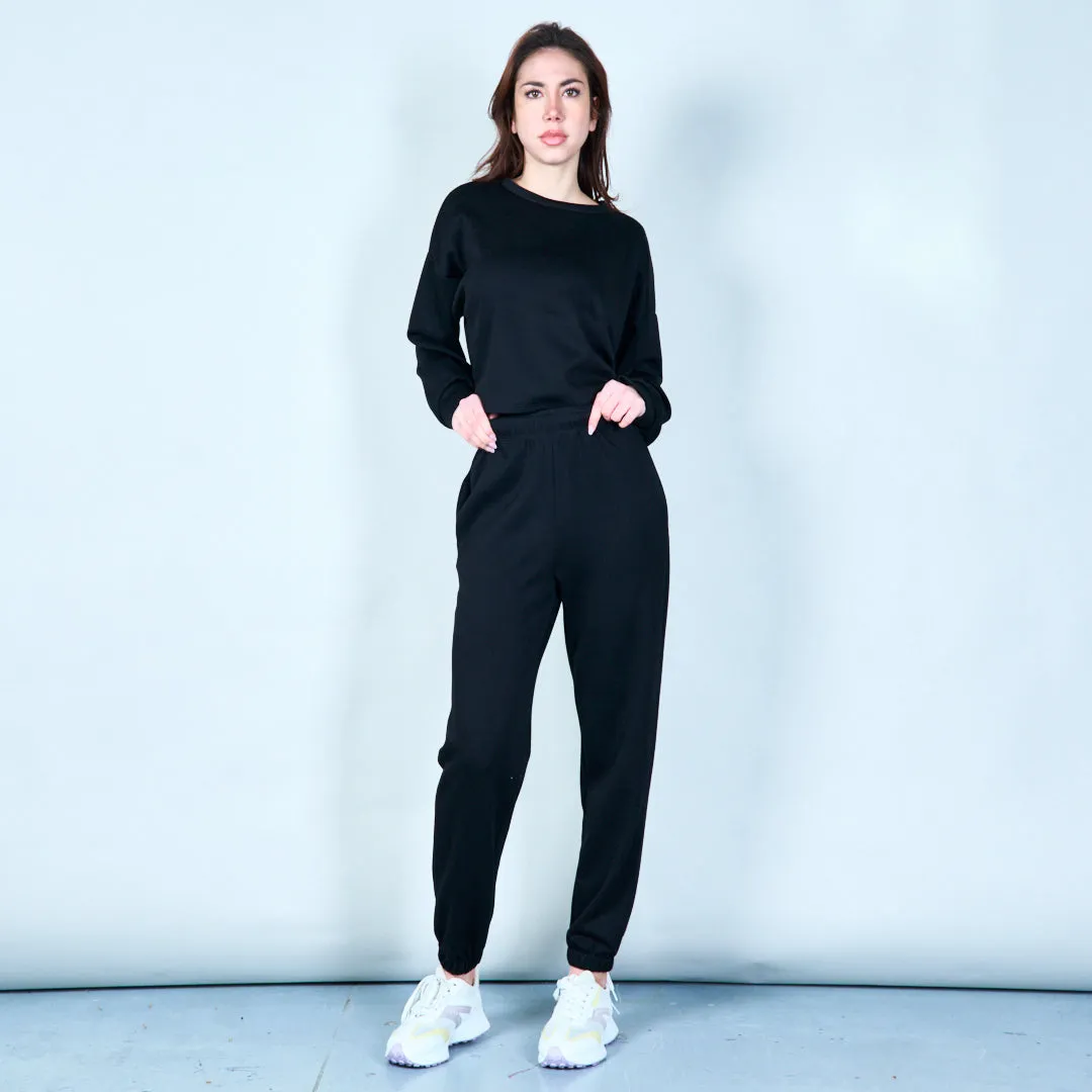 Cropped sweatshirt with ribbed cuffs wholesale