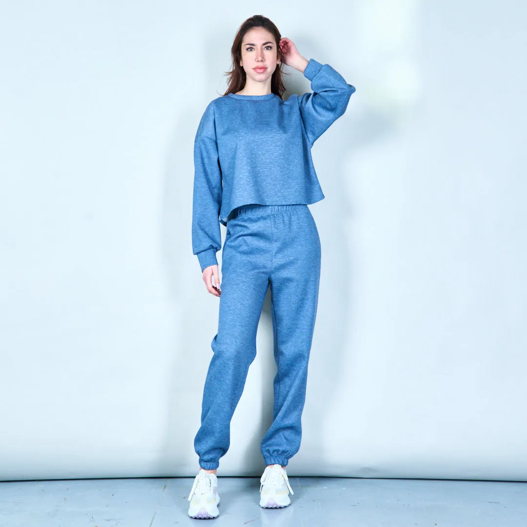 Cropped sweatshirt with ribbed cuffs wholesale